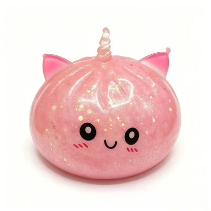 Glitter Unicorn Dumpling Squishy Toy - Jelly Gel Stress Relief Fidget for Stocking Stuffers and Classroom Rewards