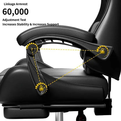 Ecofurnix Ergonomic Gaming Chair with Lumbar Support, Footrest, and Headrest - Adjustable Height and Backrest Angle, PU Leather, 360° Swivel, Executive High Back Office Chair with Massage Function