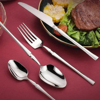 30-Piece Stainless Steel Cutlery Set - Dishwasher-Safe Forks, Spoons, Knives, and Teaspoons for Elegant Home Dining and Kitchen Essentials