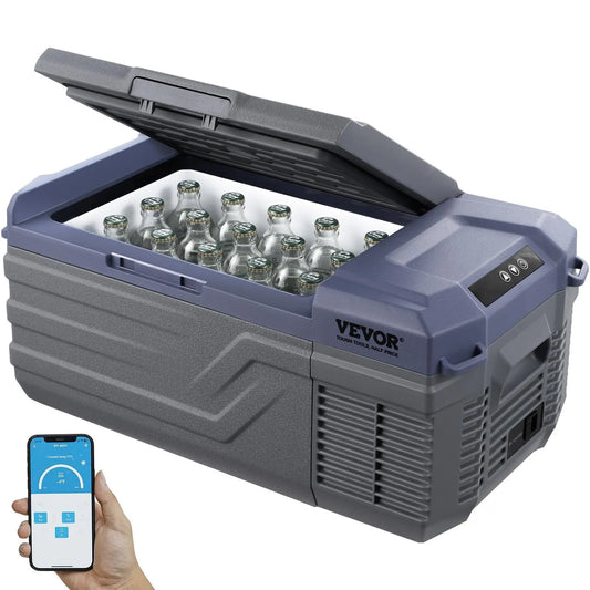 VEVOR 12V Portable Car Refrigerator and Freezer, 15L Single Zone Compressor Cooler with Adjustable Temperature Range of -4℉ to 68℉, Compatible with 12/24V DC and 100-240V AC for Outdoor, Camping, and RV Use