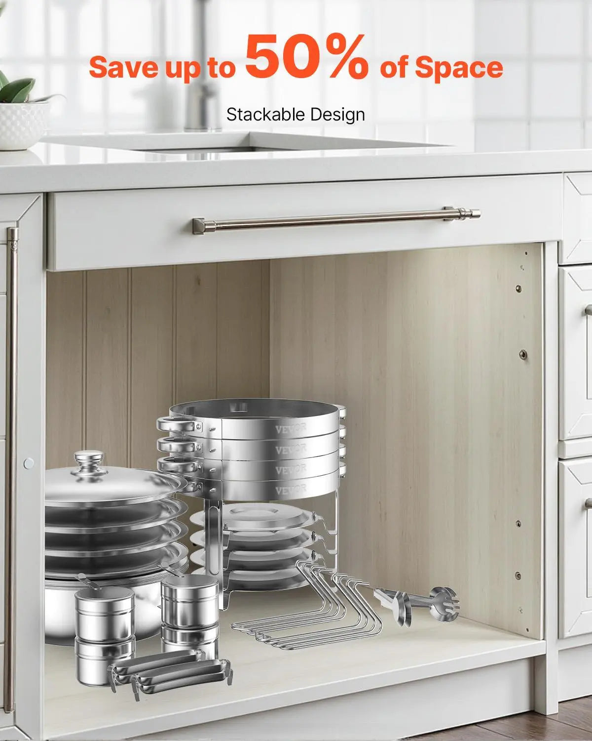 Vevor 5 Qt Chafing Dish Buffet Set - 4 Pack Stainless Steel Catering Warmer with Glass Lids, Full Size Pans, Water Pan, Folding Stand, and Fuel Holders for Weddings and Banquets