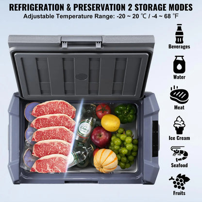VEVOR 12V Portable Car Refrigerator and Freezer, 15L Single Zone Compressor Cooler with Adjustable Temperature Range of -4℉ to 68℉, Compatible with 12/24V DC and 100-240V AC for Outdoor, Camping, and RV Use