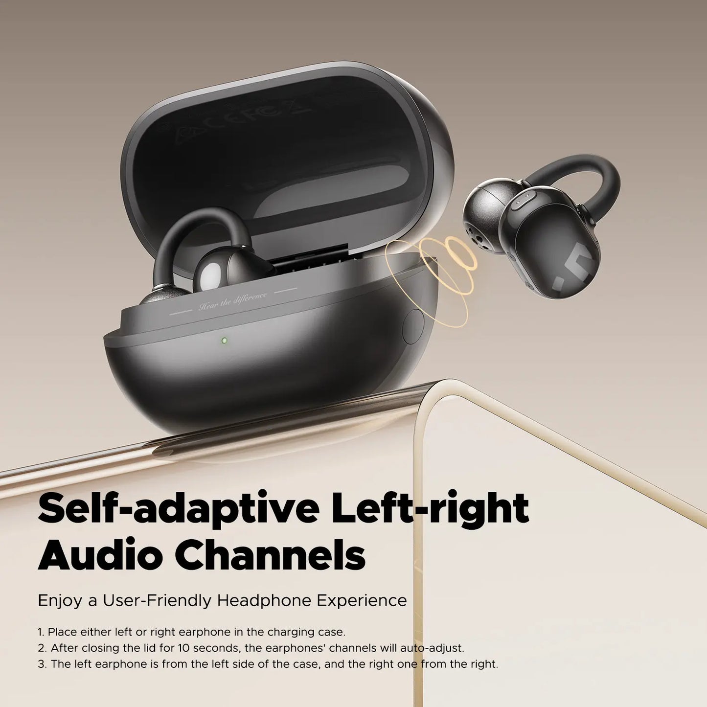 Soundpeats POP Clip Open-Ear Wireless Earbuds with Bluetooth 5.4, ENC Noise Cancelling Microphone, Game Mode, Fast Charging, IPX5 Waterproof Rating, and 30 Hours of Playtime for Sports and Everyday Use
