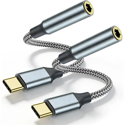 USB-C to 3.5mm Aux Adapter (2-Pack) - Hi-Fi Type-C Headphone Jack Adapter Compatible with iPhone 17 Pro Max/17 Pro, 16/15 Pro Max, Galaxy S24/S23/S22 Ultra, iPad Pro