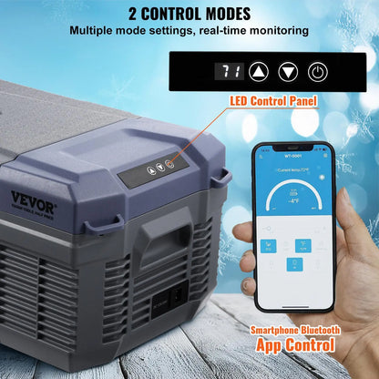 VEVOR 12V Portable Car Refrigerator and Freezer, 15L Single Zone Compressor Cooler with Adjustable Temperature Range of -4℉ to 68℉, Compatible with 12/24V DC and 100-240V AC for Outdoor, Camping, and RV Use