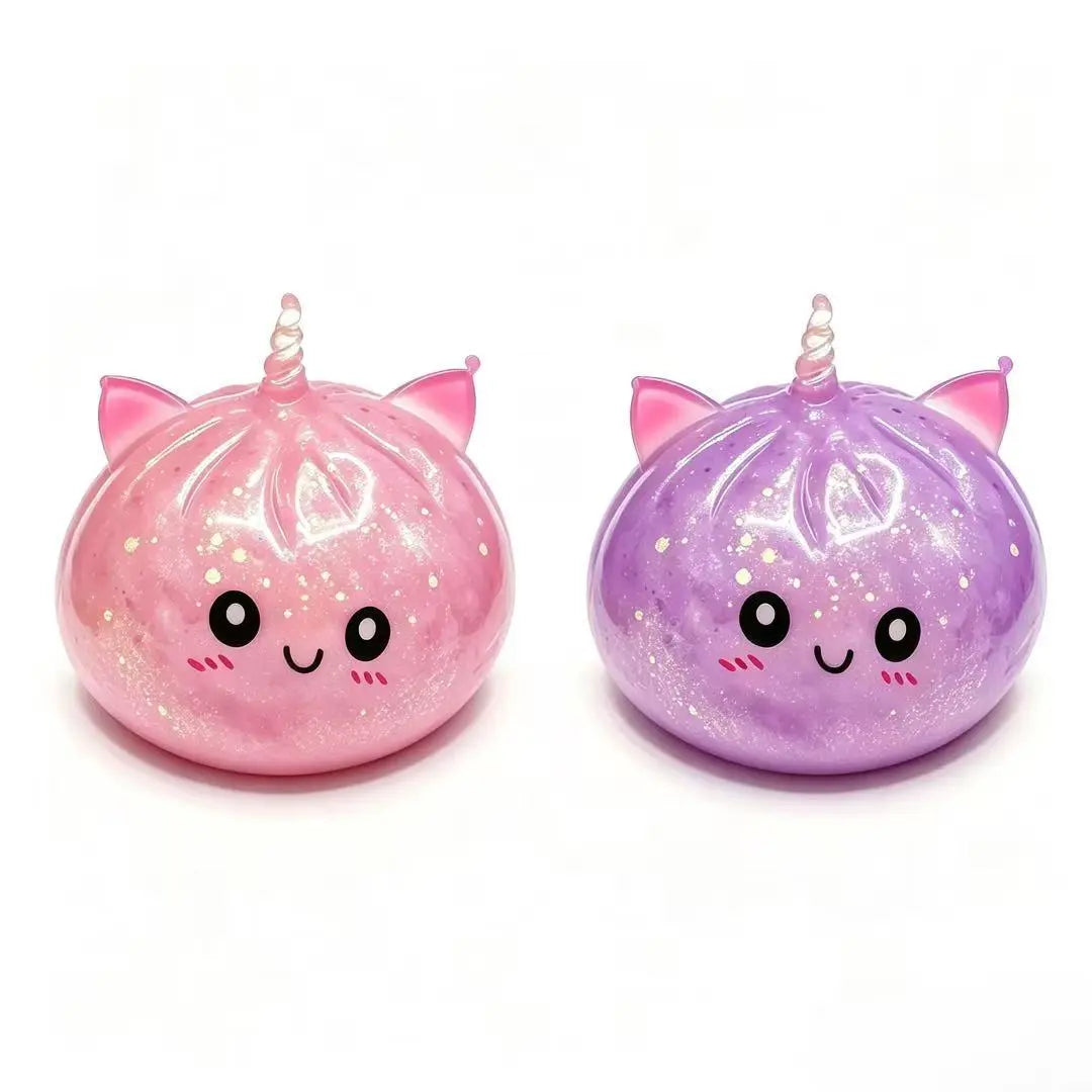 Glitter Unicorn Dumpling Squishy Toy - Jelly Gel Stress Relief Fidget for Stocking Stuffers and Classroom Rewards
