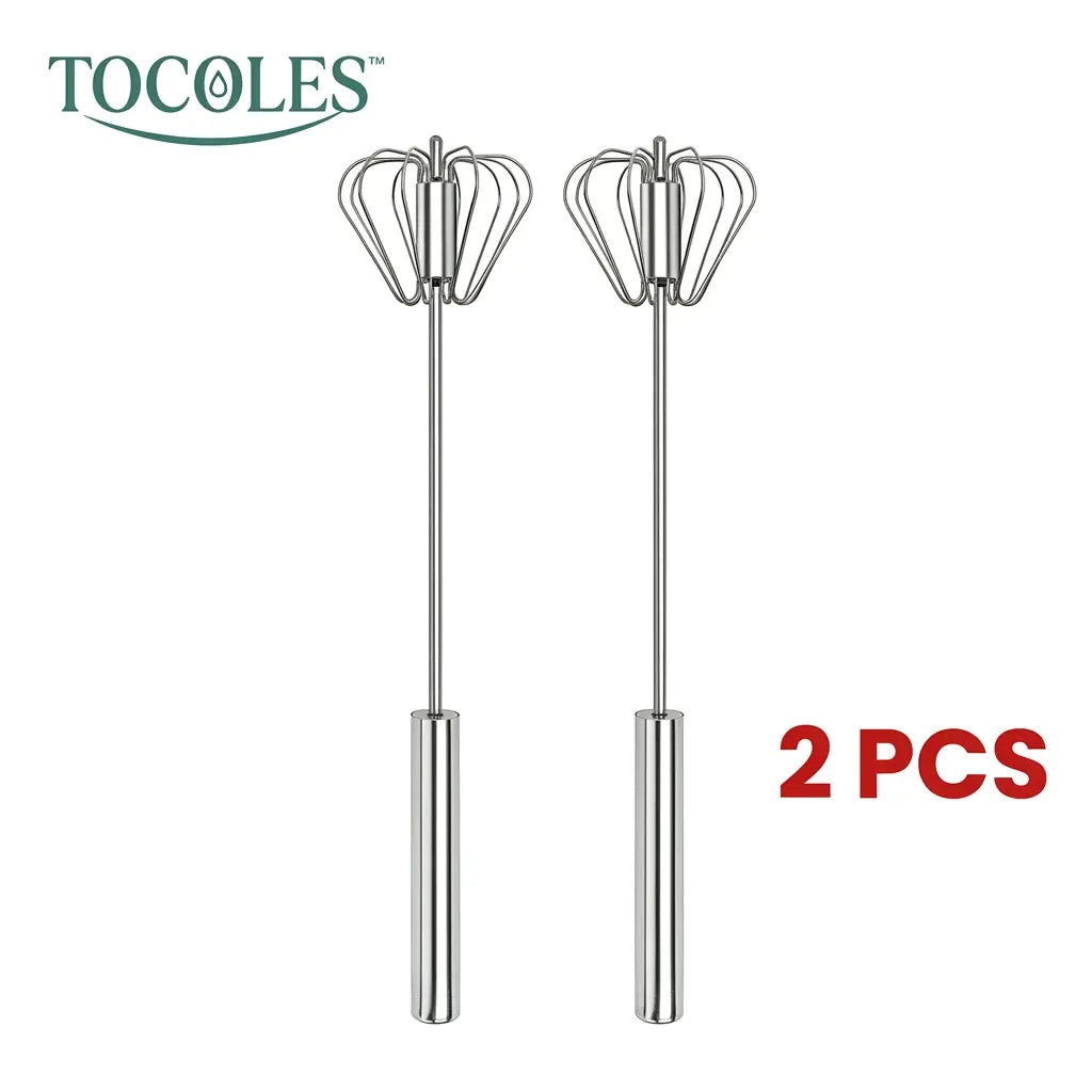 AA Stainless Steel Hand-Push Rotary Whisk - Durable Food-Grade Rust-Resistant Kitchen Tool with Riveted Construction and Semi-Automatic Design for Coffee and Egg Whisking, Easy to Clean