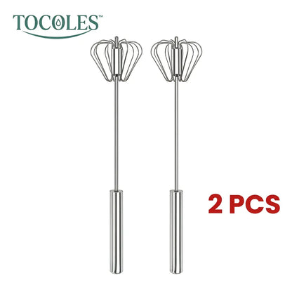 AA Stainless Steel Hand-Push Rotary Whisk - Durable Food-Grade Rust-Resistant Kitchen Tool with Riveted Construction and Semi-Automatic Design for Coffee and Egg Whisking, Easy to Clean