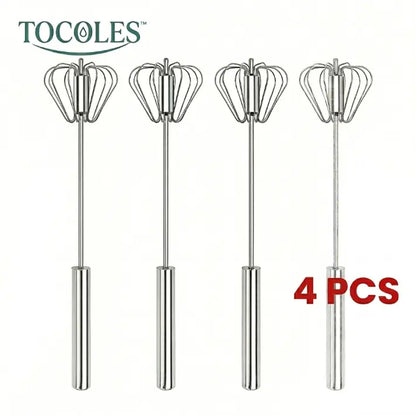 AA Stainless Steel Hand-Push Rotary Whisk - Durable Food-Grade Rust-Resistant Kitchen Tool with Riveted Construction and Semi-Automatic Design for Coffee and Egg Whisking, Easy to Clean