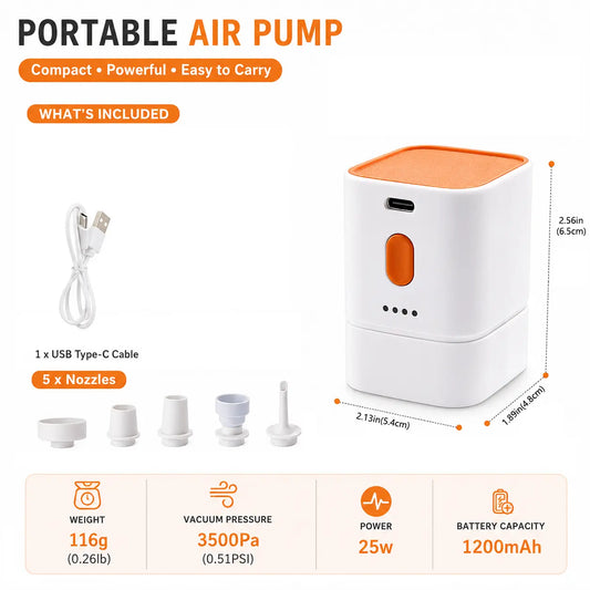 Margrb Compact Portable Air Pump for Air Mattresses and Pool Floats - Rapid Inflate and Deflate for Camping Use