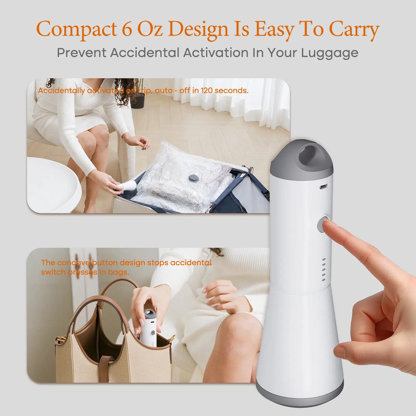 Vacease Cordless Travel Vacuum Bag Set with Rechargeable Air Pump - 15-Pack Space-Saving Airtight Storage Bags for Luggage and Clothing Organization