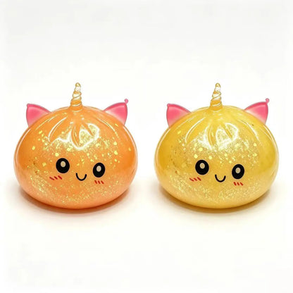 Glitter Unicorn Dumpling Squishy Toy - Jelly Gel Stress Relief Fidget for Stocking Stuffers and Classroom Rewards